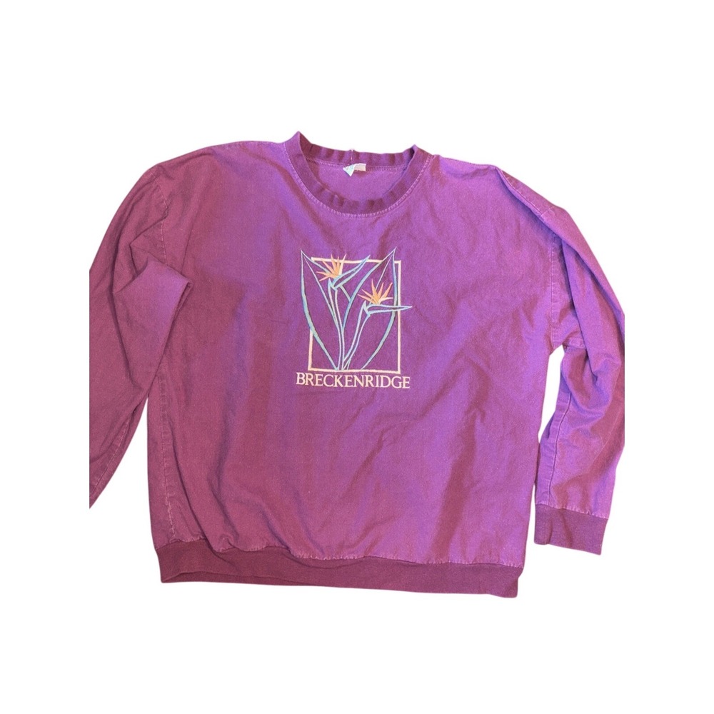 Vintage Crazy Shirts Hawaii Breckenridge Purple Bird of Paradise Sweatshirt L
